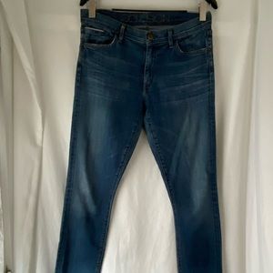 Goldsign distressed mid-rise straight-cut jeans, size 30